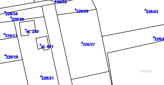 Parcela st. 226/37 v KÚ Košetice, Katastrální mapa