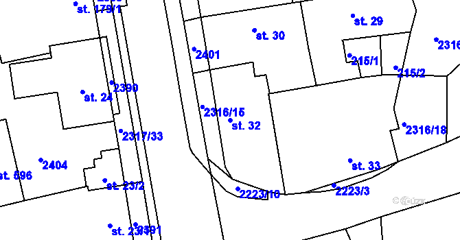 Parcela st. 32 v KÚ Košetice, Katastrální mapa