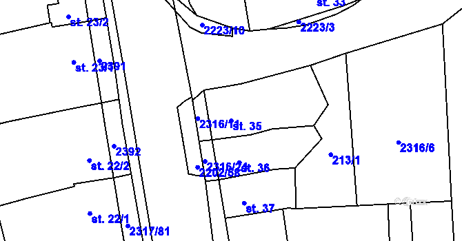 Parcela st. 35 v KÚ Košetice, Katastrální mapa