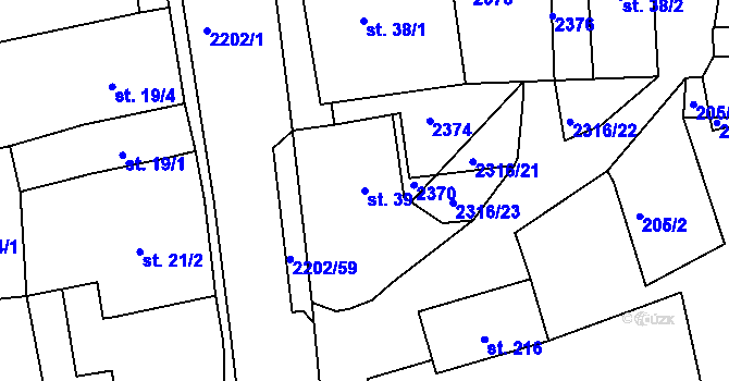 Parcela st. 39 v KÚ Košetice, Katastrální mapa