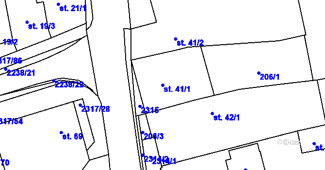 Parcela st. 41/1 v KÚ Košetice, Katastrální mapa