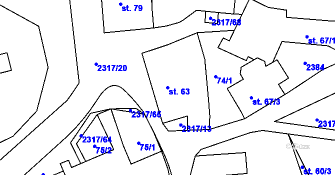 Parcela st. 63 v KÚ Košetice, Katastrální mapa