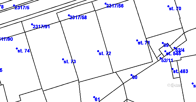 Parcela st. 72 v KÚ Košetice, Katastrální mapa