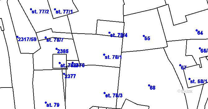 Parcela st. 78/1 v KÚ Košetice, Katastrální mapa