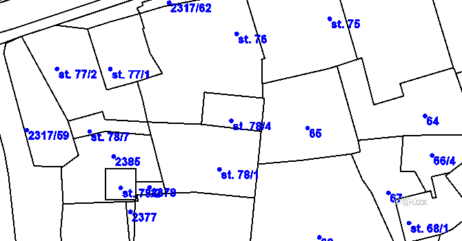 Parcela st. 78/4 v KÚ Košetice, Katastrální mapa