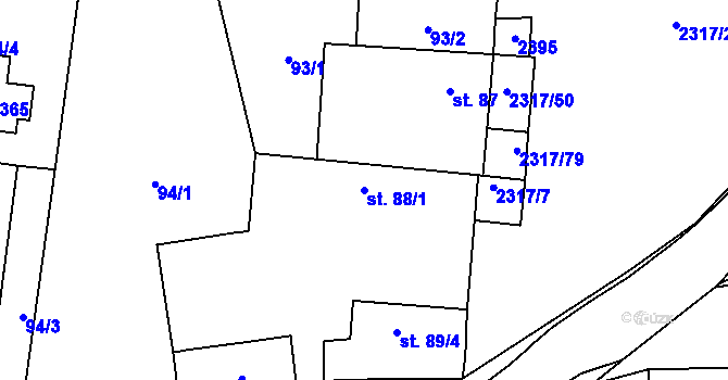 Parcela st. 88/1 v KÚ Košetice, Katastrální mapa