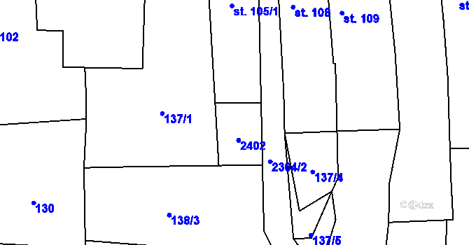 Parcela st. 105/3 v KÚ Košetice, Katastrální mapa