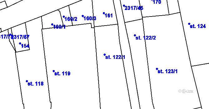Parcela st. 122/1 v KÚ Košetice, Katastrální mapa