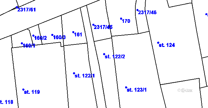 Parcela st. 122/2 v KÚ Košetice, Katastrální mapa