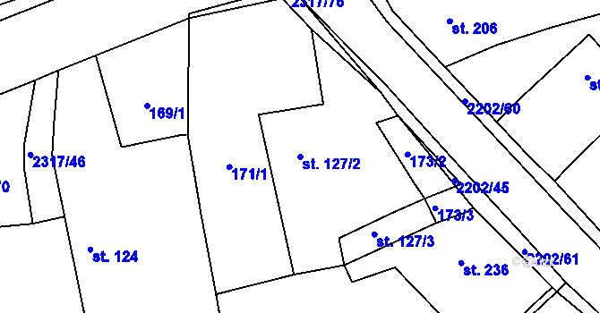 Parcela st. 127/2 v KÚ Košetice, Katastrální mapa