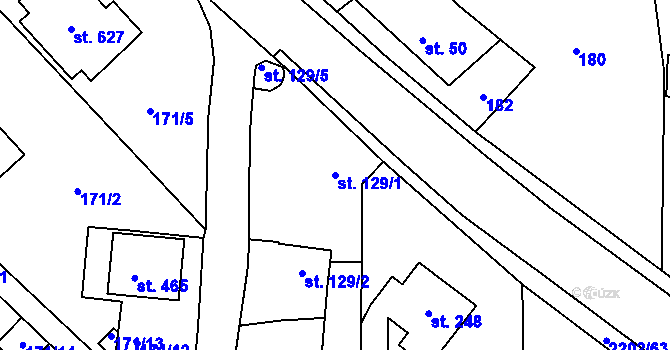 Parcela st. 129/1 v KÚ Košetice, Katastrální mapa