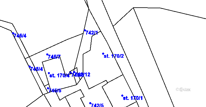 Parcela st. 170/2 v KÚ Košetice, Katastrální mapa