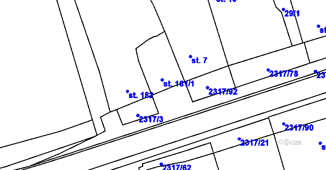 Parcela st. 181/1 v KÚ Košetice, Katastrální mapa