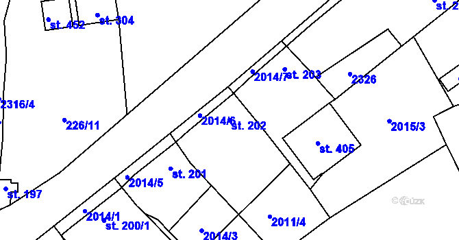 Parcela st. 202 v KÚ Košetice, Katastrální mapa