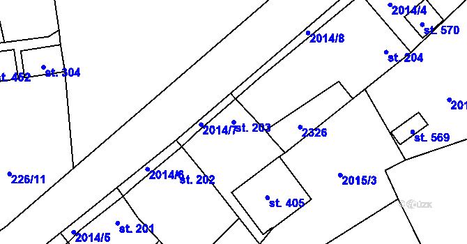 Parcela st. 203 v KÚ Košetice, Katastrální mapa