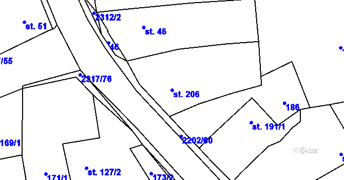 Parcela st. 206 v KÚ Košetice, Katastrální mapa