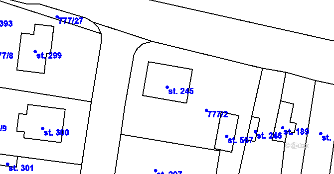 Parcela st. 245 v KÚ Košetice, Katastrální mapa