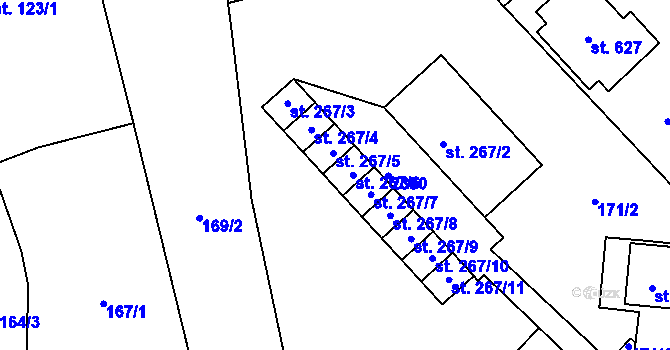 Parcela st. 267/1 v KÚ Košetice, Katastrální mapa
