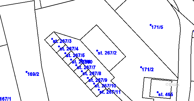 Parcela st. 267/2 v KÚ Košetice, Katastrální mapa