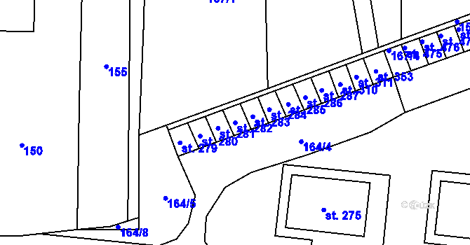 Parcela st. 282 v KÚ Košetice, Katastrální mapa