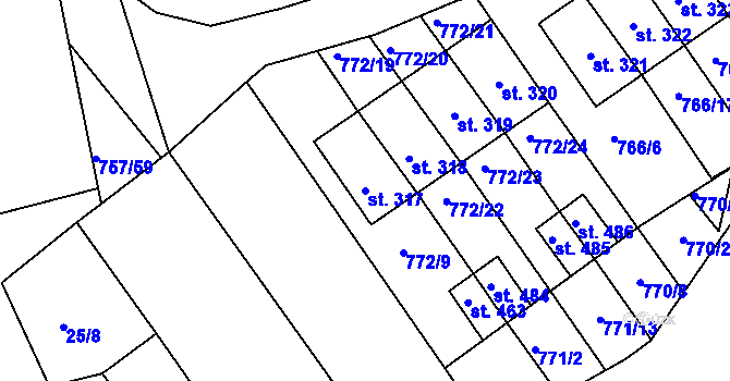 Parcela st. 317 v KÚ Košetice, Katastrální mapa