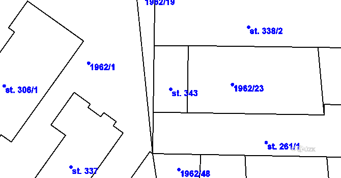 Parcela st. 343 v KÚ Košetice, Katastrální mapa