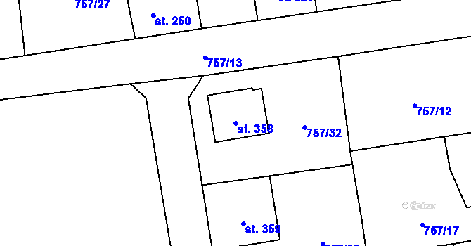Parcela st. 358 v KÚ Košetice, Katastrální mapa