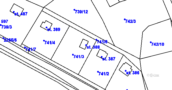 Parcela st. 388 v KÚ Košetice, Katastrální mapa