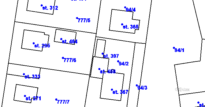 Parcela st. 397 v KÚ Košetice, Katastrální mapa