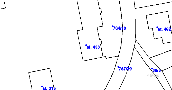 Parcela st. 453 v KÚ Košetice, Katastrální mapa