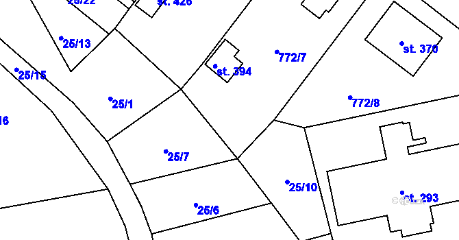 Parcela st. 25/11 v KÚ Košetice, Katastrální mapa