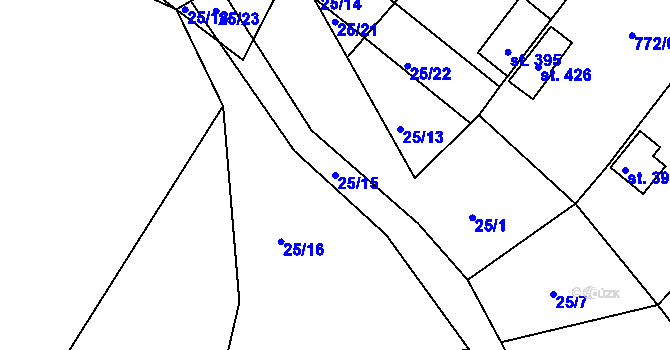 Parcela st. 25/15 v KÚ Košetice, Katastrální mapa