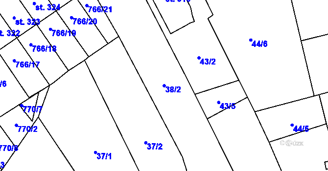 Parcela st. 38/2 v KÚ Košetice, Katastrální mapa