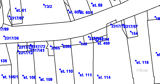 Parcela st. 148 v KÚ Košetice, Katastrální mapa