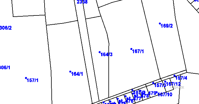 Parcela st. 164/3 v KÚ Košetice, Katastrální mapa