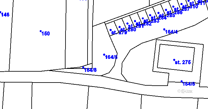 Parcela st. 164/5 v KÚ Košetice, Katastrální mapa