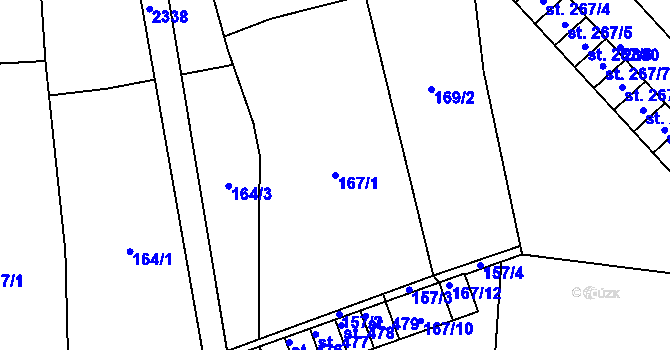 Parcela st. 167/1 v KÚ Košetice, Katastrální mapa