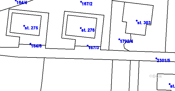 Parcela st. 167/3 v KÚ Košetice, Katastrální mapa