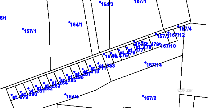 Parcela st. 167/4 v KÚ Košetice, Katastrální mapa