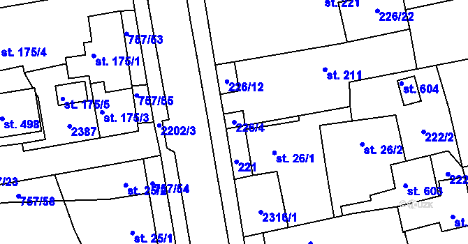 Parcela st. 226/4 v KÚ Košetice, Katastrální mapa