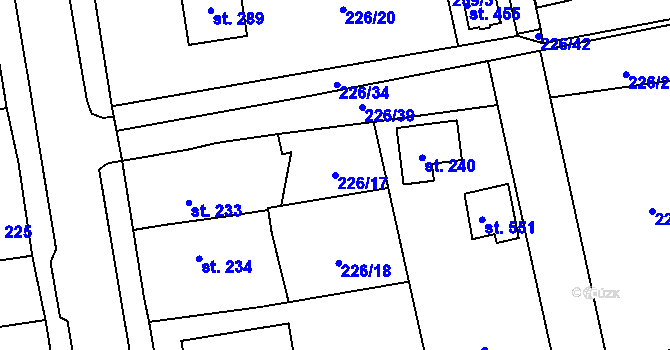 Parcela st. 226/17 v KÚ Košetice, Katastrální mapa