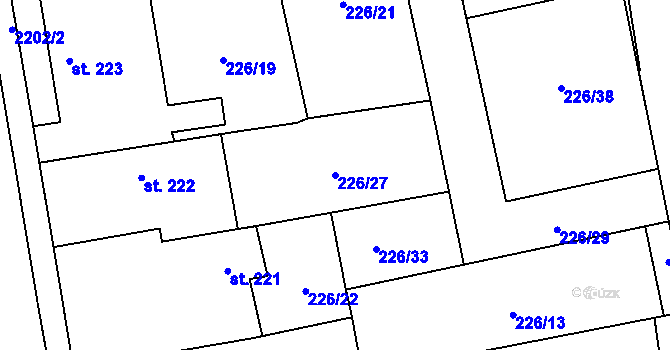 Parcela st. 226/27 v KÚ Košetice, Katastrální mapa