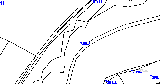 Parcela st. 305/3 v KÚ Košetice, Katastrální mapa