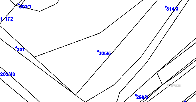 Parcela st. 305/5 v KÚ Košetice, Katastrální mapa