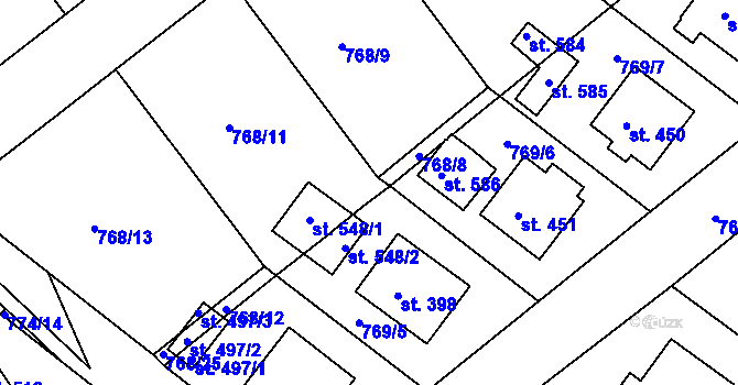 Parcela st. 768/10 v KÚ Košetice, Katastrální mapa