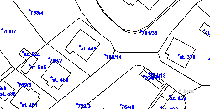 Parcela st. 768/14 v KÚ Košetice, Katastrální mapa
