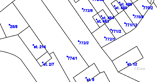 Parcela st. 772/2 v KÚ Košetice, Katastrální mapa