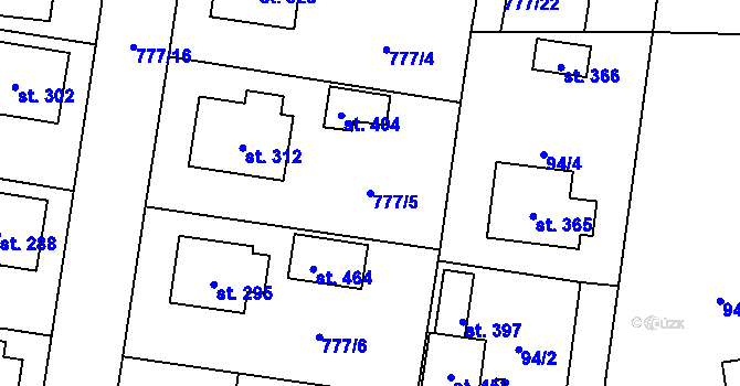 Parcela st. 777/5 v KÚ Košetice, Katastrální mapa