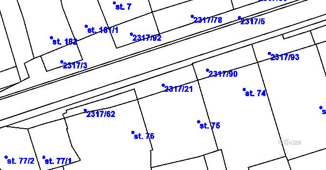 Parcela st. 2317/21 v KÚ Košetice, Katastrální mapa