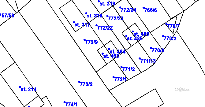 Parcela st. 463 v KÚ Košetice, Katastrální mapa